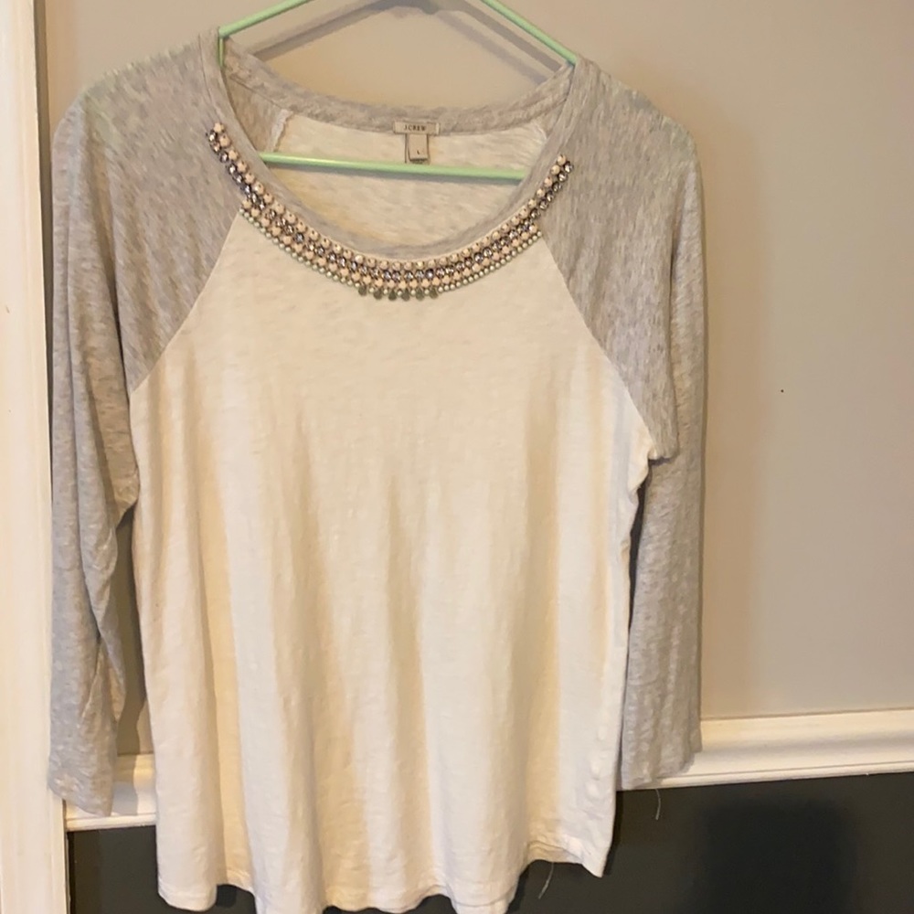 J. Crew jeweled baseball top